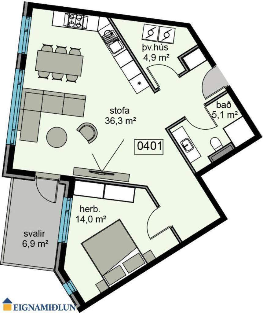 Lovely Modern 1-bedroom Apartment, Free Parking * Reykjavik